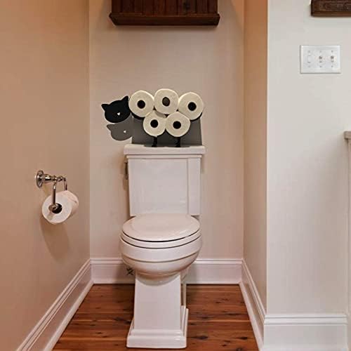 Mačji pas ovčji toaletni držač za papir za pohranu Crna metalna zidna ukrasna kupaonica Pribor, 8 rola