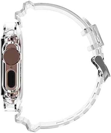 Kovylli Kompatibilan je za kristalno čiste Apple Watch Trake 45mm 44mm 42mm 49mm 41mm 40mm 38mm sa kafidom odbojnika, prozirna sportska futrola i bend Žene za žene za iwatch serije SE, serija 8/7/6/5/4/2/1/1