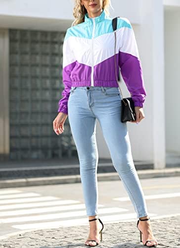 Vssjavun ženska lagana vjetrost na sportskom jakni Ležerne prilike dugih rukava patchwork patentni kaput jogging gornja odjeća