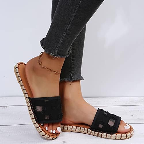 Ženske Slide papuče ljetne platnene noge čvrste Ležerne ženske navlake ravne papuče sandale Moda i boja ženske