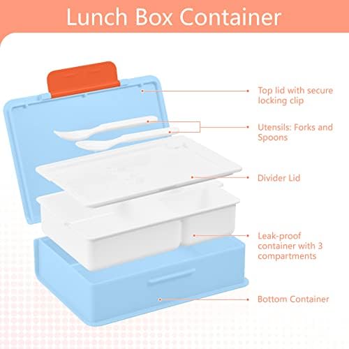 MccIver Rooster Bento kutija za ručak s ručkom s ručkom prenosni dječji ručak sa kašikom vilica