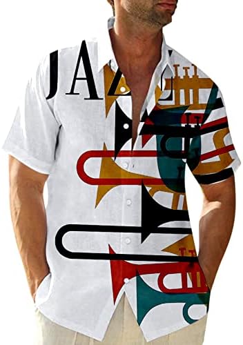 XXVR muški publs niz majice s kratkim rukavima Ljetna plaža Regular-Fit Vintage Jazz Music Print Havajska