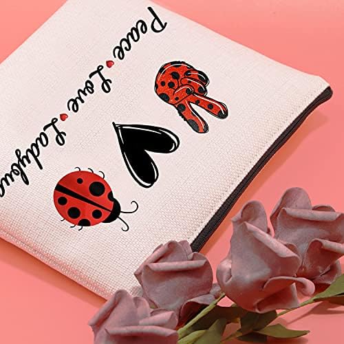 Jxgzso Good Luck Ladybug symbol torba za šminkanje sa patentnim zatvaračem pokloni za žene peace Love Ladybug