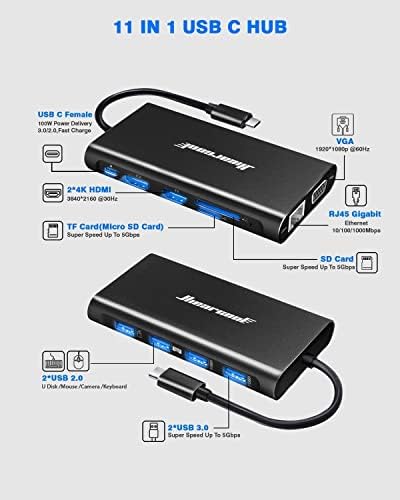 Hiearcool USB C Hub, USB C Dongle, 7 U 1 USB C do HDMI Multiport Adapter kompatibilan za USB