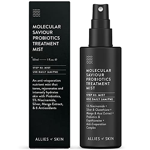 Allies of skin Molecular Saviour Treatment Mist: Niacinamide, glutation. Sprej za lice za hidrataciju i antioksidativnu zaštitu. Suzbija Jetlag i umor 1.7 oz / 50 ml