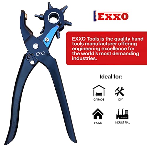 Exxo alati Revolving Pljeskalica - kožni otvor za probijanje rupa za obrtni otvor za obrtni remen tkanini plastični gumeni karton kožni otvor za ručni alati za ruke