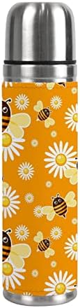 Vantaso Slatka žuta medene pčele cvjetne tratinčice Cvijeće izolirana vakuumska tikvica Sportska šalica za boce za vodu 500ml 17 oz za žene Dječji dječaci Dječje djevojke
