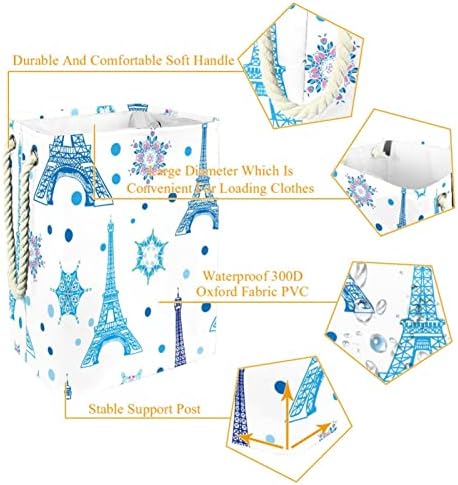 Inhomer plava Paris Eiffelov toranj pahuljica velika korpa za veš vodootporna sklopiva korpa