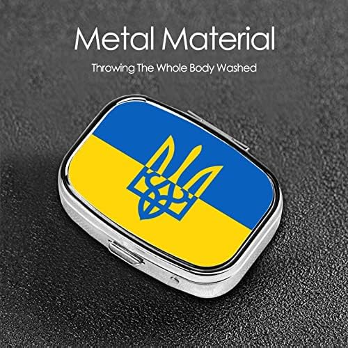 Ukrajinska Zastava Kvadratna Mini Kutija Za Pilule Putni Odjeljci Za Lijekove Organizator Prijenosna Metalna Futrola Za Pilule