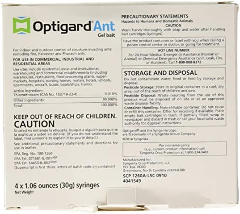 Syngenta-TRTD11568-Optigard Ant Bait gel kutija - 4 cijevi w / klip-30g svaka cijev & 61597 Optigard