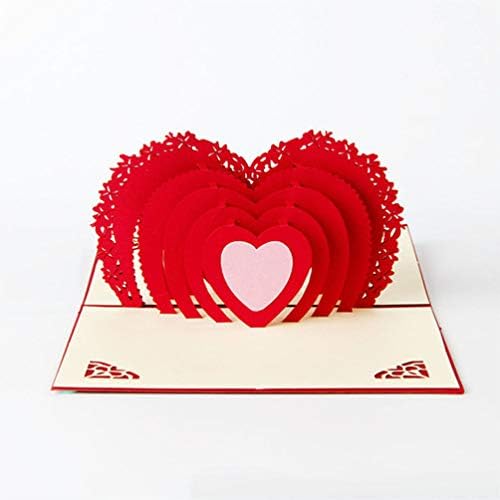ValicLud 3D čestitka srca Kartica Papir ljubav Valentines Day Memory Poklon kartice za zabavu Ogornice Ograničari