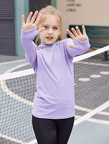 Zaclotre Kids UPF50+ Sun Shirt djevojke Quick Dry Fit odjeća za zaštitu od sunca atletska kapuljača sa rupicama
