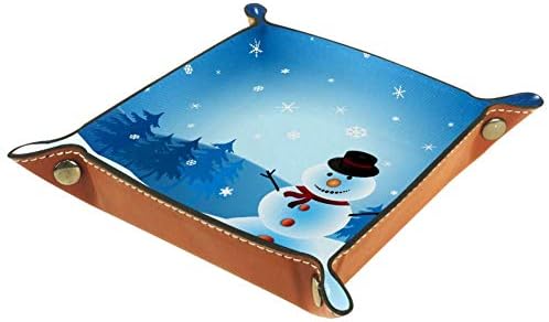 Aisso Valet Tray Božić Božić snjegović štampanje kože nakit ladice Organizator kutija za novčanike,