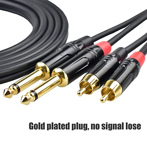 Mugteeve RCA do 1/4 TS kabela, dual 1/4 Mono do dual RCA fono stereo interkonekt kabela za patch kabel, bez buke, bakrene zaštićene, pozlaćene za mikser / zvučnik / amp audio kabel - 10ft