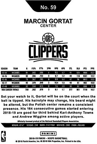 2018-19 Panini Hoops # 59 Marcin Gortat Los Angeles Clippers NBA košarkaška trgovačka kartica