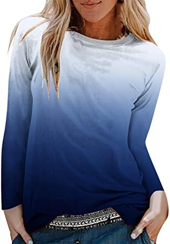 Ženska casual okruglica s dugim rukavima od ispisane majice za labavu majicu Ležerne prilike Comfy pamučne
