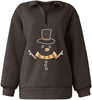 Ženska pulover Fleece Hoodie Quarter Zip Grafičke košulje Ležerne prilike sa dugim rukavima Plus majice za žene Brown