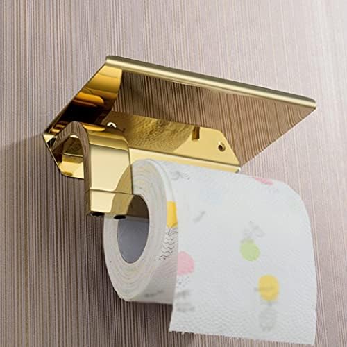 SMLJLQ držač toaletnog papira sa policom za telefon brušeno zlato, savremeni Organizator rolne tkiva od nerđajućeg čelika skladište telefona