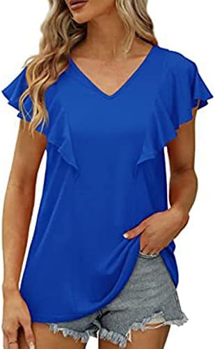 Trening Tees ženske rukave kratke rukave majice modni V vrat Oversized labave vrhove čvrste Casual bluze žene