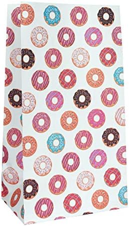 Donut Favor torbe - 24 - Count šarene slatka krofna uzorak dizajn štampane White Party papir ručak poklon torbe