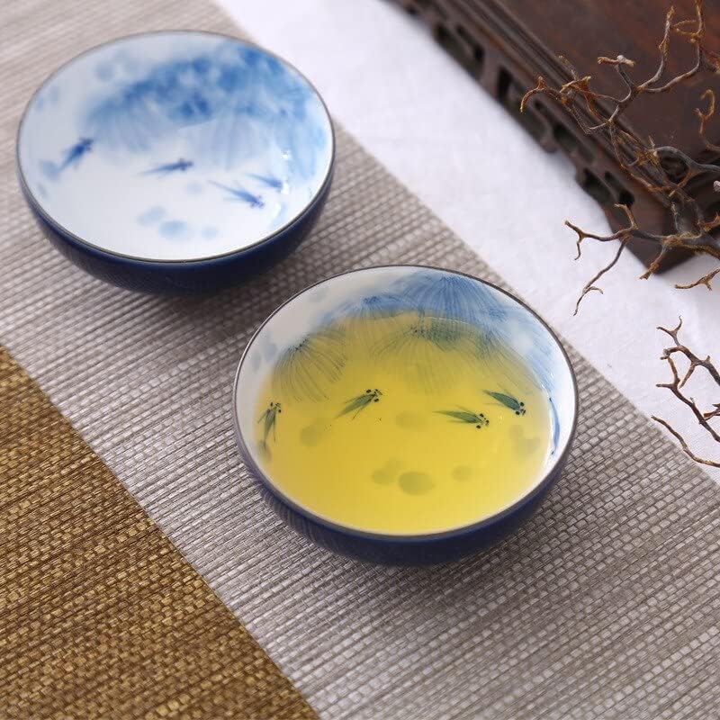 Weershun ručno oslikano riblje porculan gaiwan za čaj plavi tureen sa poklopcem vode za vodu za vodu za vodu kung fu s čajnim zdjelicama Kineski chawan