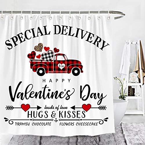 Wenceal Happy Valentinovo zaveseće zavese za kušanje za tuš kabine Specijalna dostava Love Hugs i poljupci