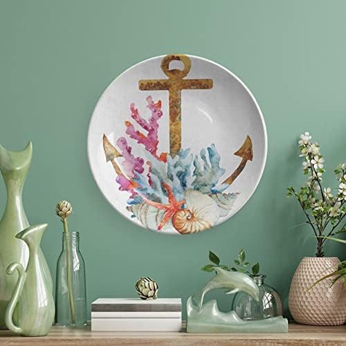 Ligutari keramička ploča, sidro keramika viseće ukrasna ploča, sidro sa koraljima morske alge, duboko