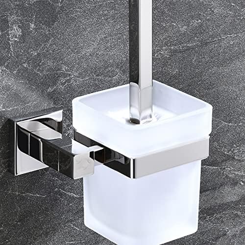 Postavljen za držač za toalet, nehrđajući čelik čišćenje WC čeka drhtavo za toalet sa smrznutim staklenim čašicom, zidnom poliranom nosačem