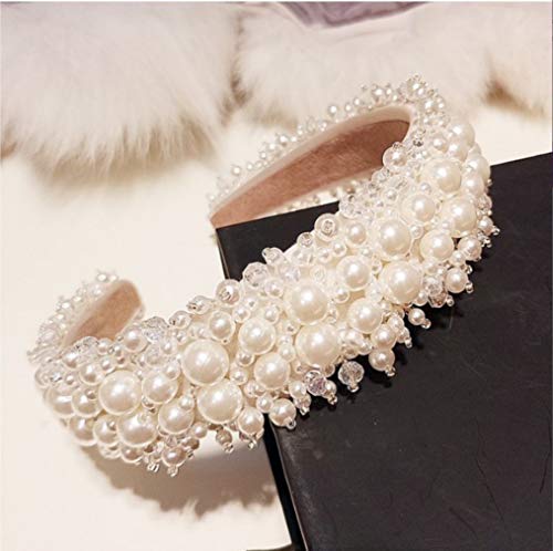 MHDGG Pearl Headbands za žene bijeli Bling Faux Pearl Rhinestones trake za kosu Bridal Hair Hoop