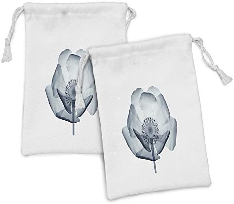 Ambesonne cvjetna tkanina torba od 2, bliža vizija u unutrašnjoj strukturi makove kompleksnog prirodnog inspiracije umjetnosti, male torbe za vuče za toaletne potrepštine maske i usluge, 9 x 6, teal bijeli