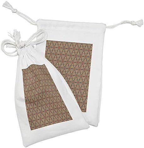 AMBESONNE mozaičke tkaninske torbice 2, orijentalne marokanske cvjetne keramičke pločice uzorak akulejo efekti, male torbe za vuču za maske i usluge, 9 x 6, taal i vermilion