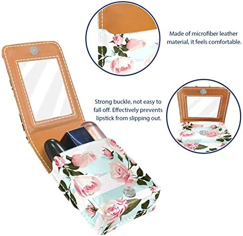Mini ruž za usne sa ogledalom za torbicu, Pink Roses Portable Case Holder Organization