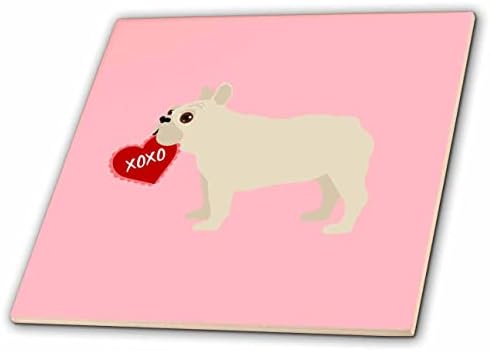 3drose Fawn francuski buldog Valentine XOXO pas-Tiles
