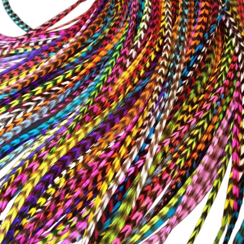 Perje za kosu i mješovite boje Komplet alata za šljokice, dugine ekstenzije od perja sa perlicama i alatom za petlje