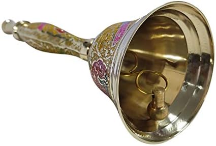 Diolo Meenakari paun uzorka 7 inča dugih mesinganih zvona za pooja bogoslužje