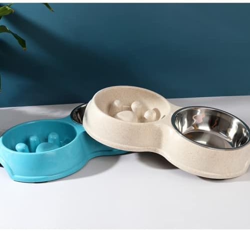Nioipxa Set za hranu i vodu za kućne ljubimce, Zdjela za kućne ljubimce sa Slow Feeder pšeničnom slamkom za