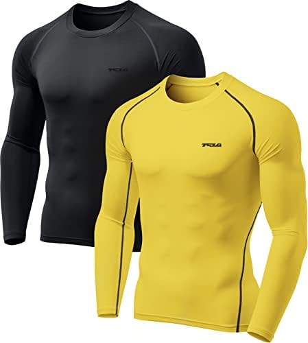 TSLA 1 ili 2 pakovanje muške košulje s dugim rukavima, atletski bazni sloj gornji dio, zimska mjenjača