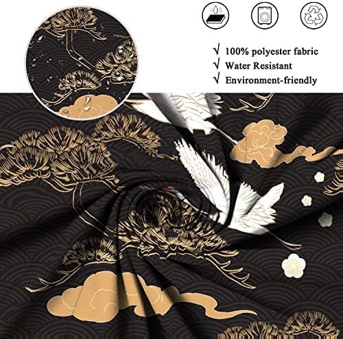 CRTPOD japanska tuš zavjesa crna zlatna boja za zavjese od kuka za kuke sa kukama Vintage apstraktna azijska