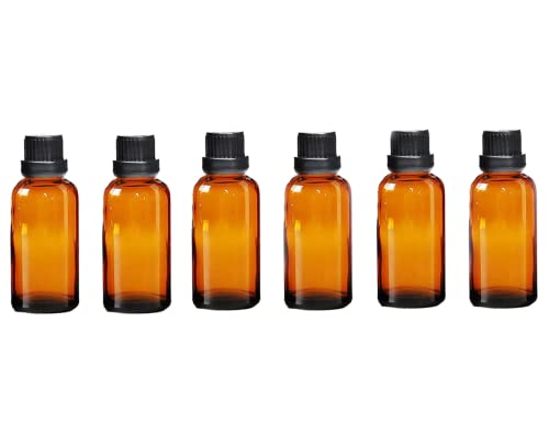 6pcs 20ml / 0.68oz amber staklene boce za punjenje sa vijčanim poklopcem i nepropusno utikač Esencijalni spremnici za ulje Kozmetički uzorak bočice za aromaterapiju za pohranu ulja