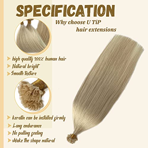 Smavida U Tip Blonde Human Hair Extensions Platinum Blonde Utip Keratin Hair Extensions Human Hair Straight