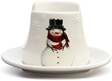 Demdaco snjegović klasični bijeli i crveni 5,5 inčni kamenbeni božićni sapun i držač spužve
