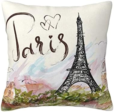 Qilerongrong Dekorativni fantastični Eiffelov toranj Pariz Romantična Francuska Ispis jastuk za bacanje 18x18in sa skrivenim patentnim linenskim jastukom za kauč kauč na kauč na kauču časovni poklon za kućno auto božićno poklon