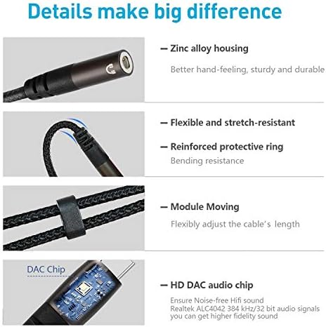 ZARSSON USB C Adapter za mikrofon, USB Tip C do 3,5 mm kombinovana utičnica za Slušalice audio