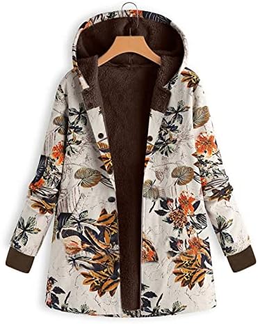NOKMOPO ženska zimska jakna dugih rukava s kapuljačom debeli kompozitni plišani vintage cvjetni print plus jakna s kapuljačom