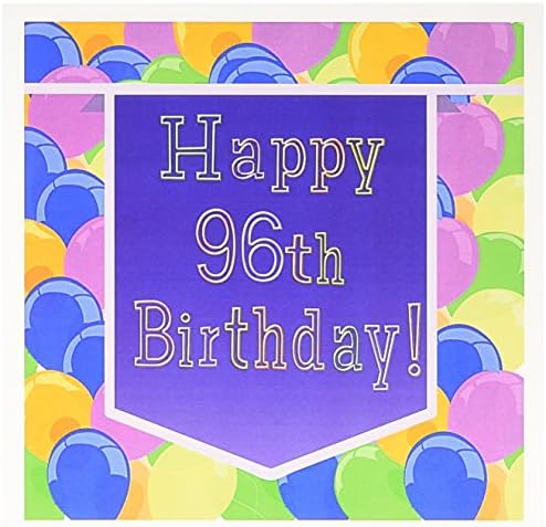 Baloni sa ljubičastim banerom sretan 96. rođendan - čestitka, 6 x 6 inča, single
