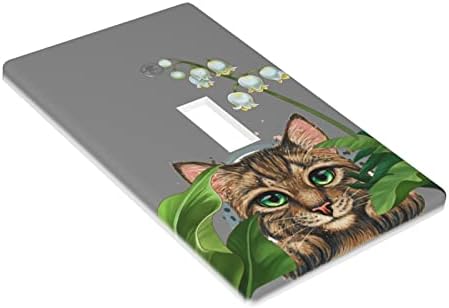 Kawaii Cat Grey Light Switch Plate Covers 1-Gang Toggle dekorativna grafika zidna ploča pogodna za