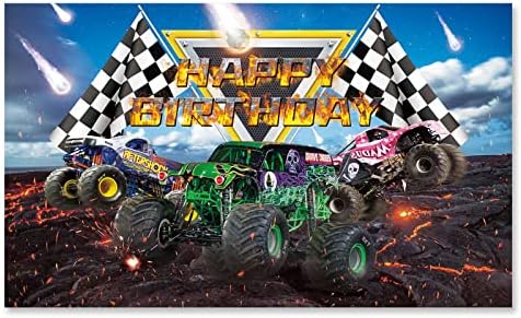 Seasonwood Cartoon Monster Truck zalihe za rođendansku zabavu pozadina Monster mašine dječije rođendanske zabave