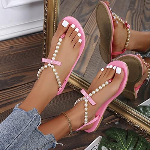 Papuče slajdove za žene dame modne ljetne vrpce biserne flip flops vanjske cipele s ležernim sandalima