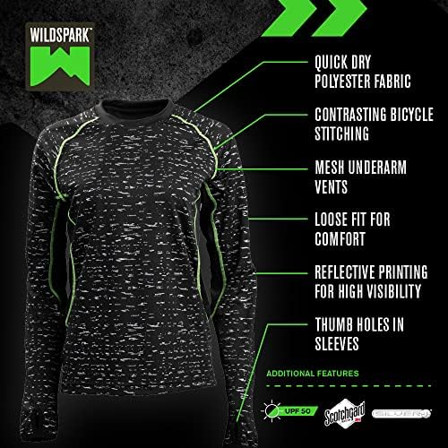 Wildspark Ženske reflektirajuće performansne košulje - visoka vidljivost majica s dugim rukavima TOP - UPF 50+ zaštita od sunca