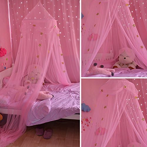 Answer Bed Canopy za djecu, Princess Mosquito Net Baby Canopy Igraonica mreža za komarce djeca, Fantasy Butterfly Stars princeza viseći šator mreža za komarce za spavaću sobu, visina 250 cm